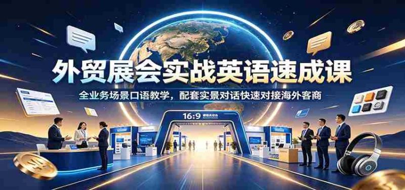 外贸展会实战英语速成课:全业务场景口语教学,配套实景对话快速对接海外客商-OG资源站