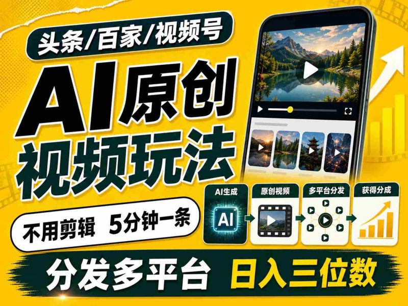 2026头条百家号升级玩法 5分钟一条原创视频 发多平台赚收-OG资源站