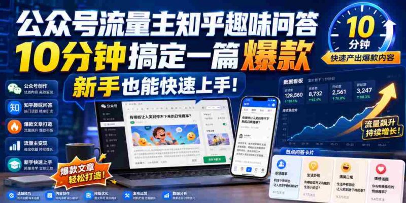 公众号流量主知乎趣味问答,10分钟搞定一篇爆款,新手也能快速上手!-OG资源站