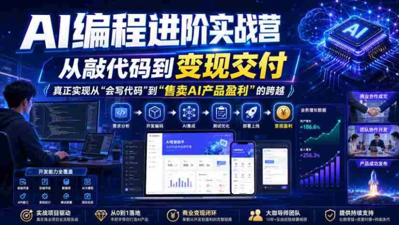 AI编程进阶实战营,从敲代码到变现交付,,真正实现从“会写代码”到“售卖AI产品盈利”的跨越-OG资源站