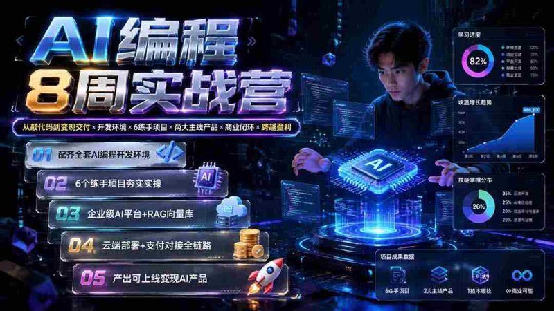 （19662期）AI编程8周实战营：从敲代码到变现交付×开发环境×6练手项目×两大主线产品×商业闭环×跨越盈利-OG资源站