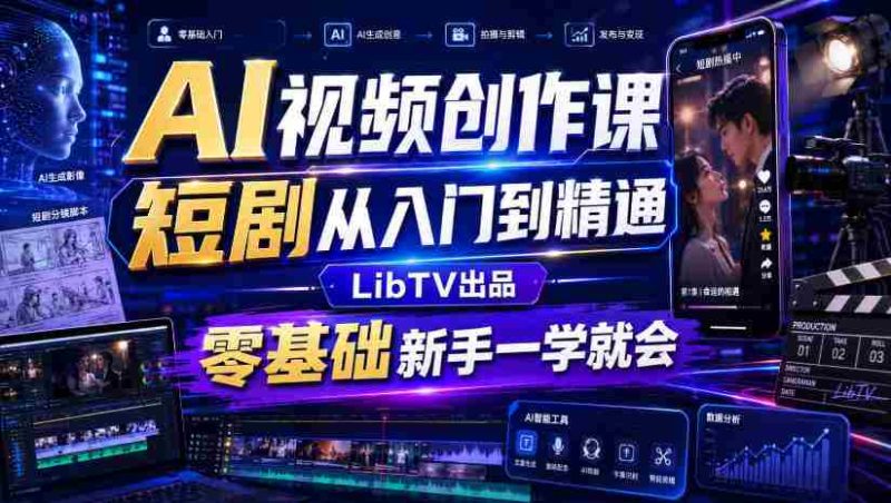 AI视频创作课，短剧从入门到精通，LibTV出品，零基础新手一学就会-OG资源站