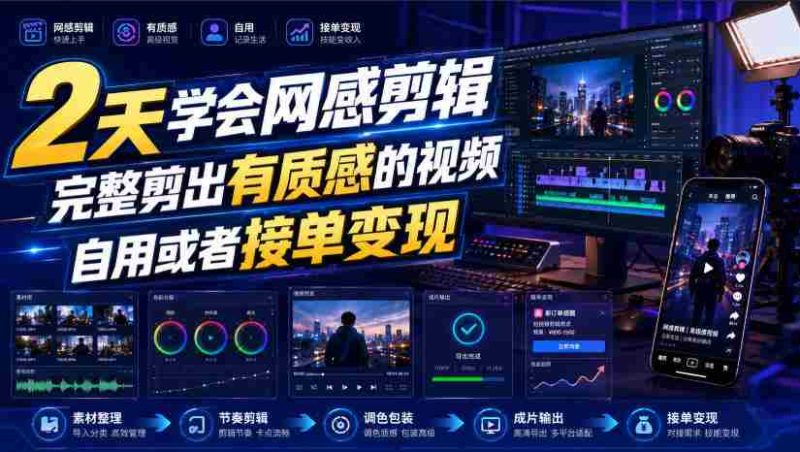 2天学会网感剪辑，完整剪出有质感的视频，自用或者接单变现-OG资源站