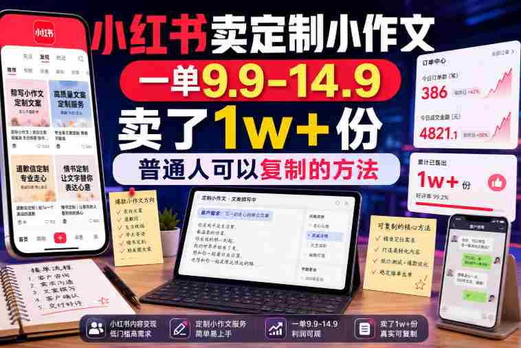小红书卖定制小作文,一单9.9-14.9,卖了1w+份,普通人可以复制的方法-OG资源站