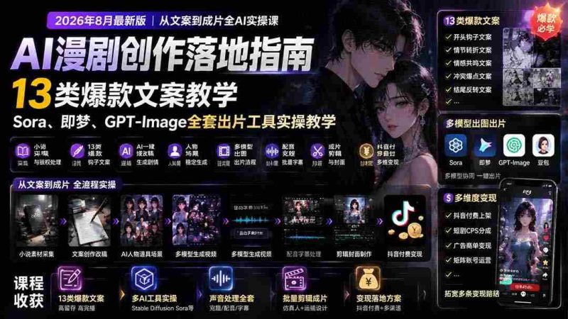 (19691期)AI漫剧创作落地指南|13类爆款文案教学,Sora、即梦、GPT-Image全套出片工具实操教学-OG资源站