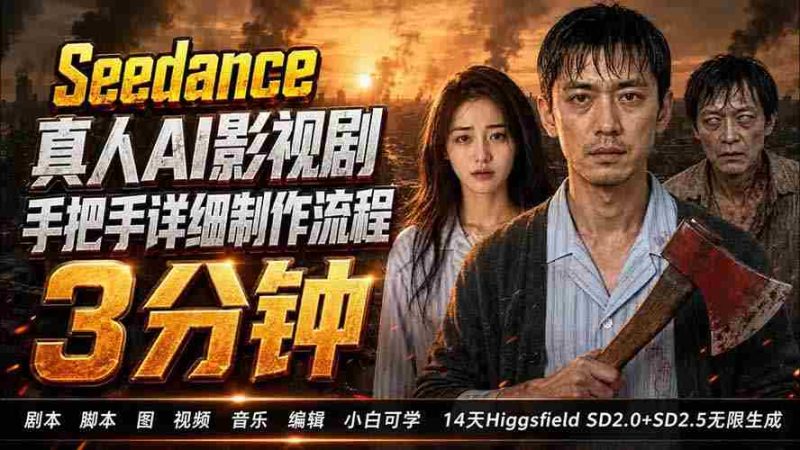 (19706期) 3分钟真人AI影视剧怎么做?SD 2.0手把手完整制作流程|Higgsfield 14天SD 2.0/2.5无限生成-OG资源站