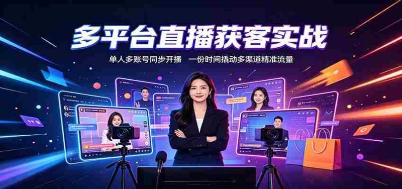多平台直播获客实战:单人多账号同步开播,一份时间撬动多渠道精准流量-OG资源站