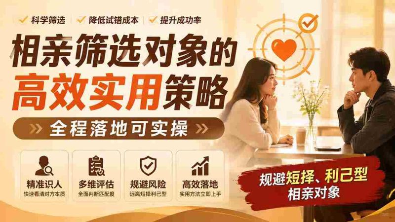 (19727期) 付费文章:相亲筛选对象的高效实用策略,全程落地可实操,规避短择、利己型相亲对象-OG资源站