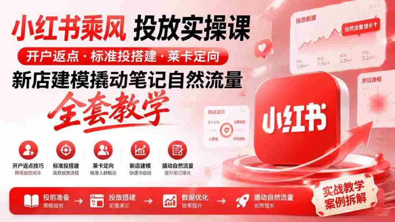 (19739期)小红书乘风投放-100分钟实操课|开户返点·标准投搭建·莱卡定向,新店建模撬动笔记自然流量全套教学-OG资源站