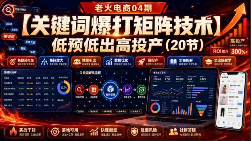 老火电商04期：【关键词爆打矩阵技术】低预低出高投产（20节）-OG资源站