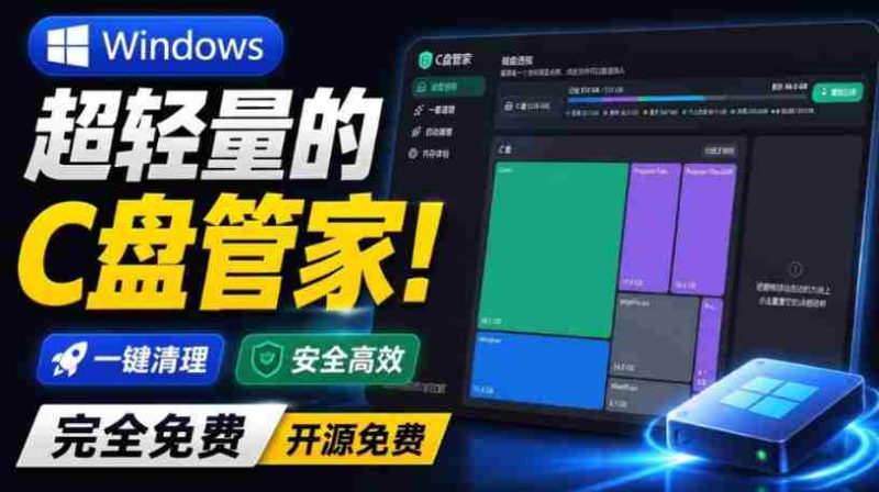 Windows超轻量的C盘管家!超级有特点,支持磁盘分析及清理提醒,2M大小体积,完全免费C盘管家-OG资源站