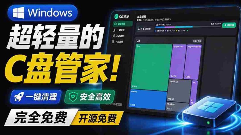 (19750期)Windows 超轻量的C盘管家!超级有特点,支持磁盘分析及清理提醒,2M大小体积,完全免费 C盘管家-OG资源站