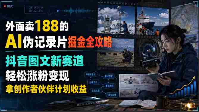 外面卖188的AI伪记录片掘金全攻略,抖音图文新赛道,轻松涨粉变现,拿创作者伙伴计划收益【文档】-OG资源站