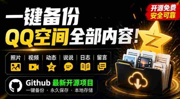 一键将你QQ空间全部内容备份下来!照片/视频/动态信息全存本地,Github最新开源项目QzoneArchive-OG资源站