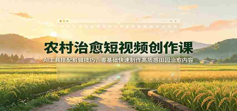 农村治愈短视频创作课:AI工具搭配剪辑技巧,零基础快速制作高质感田园治愈内容-OG资源站