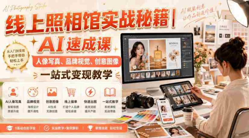 线上照相馆实战秘籍|AI速成课,人像写真、品牌视觉、创意图像一站式变现教学-OG资源站