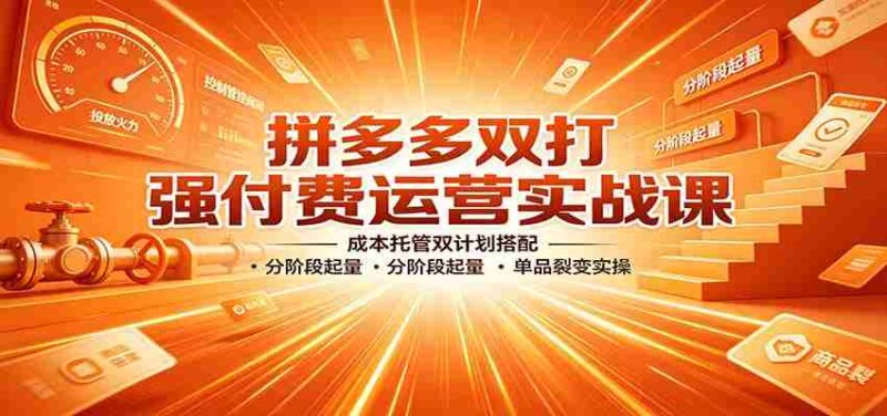 拼多多双打强付费运营实战课：成本托管双计划搭配，分阶段起量，单品裂变实操-OG资源站