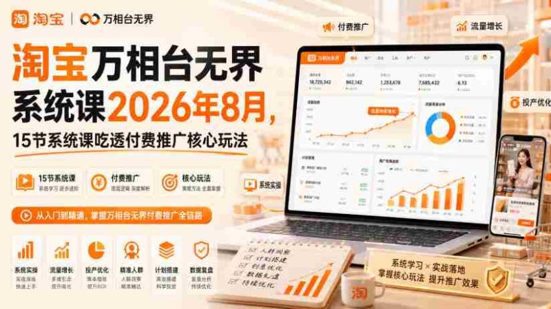 淘宝万相台无界系统课2026年8月,15节系统课吃透付费推广核心玩法-OG资源站