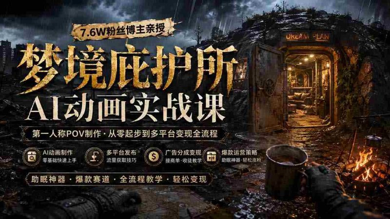 (19886期)梦境庇护所AI动画实战课:7.6W粉丝博主亲授第一人称POV制作,从零起步到多平台发布变现全流程-OG资源站