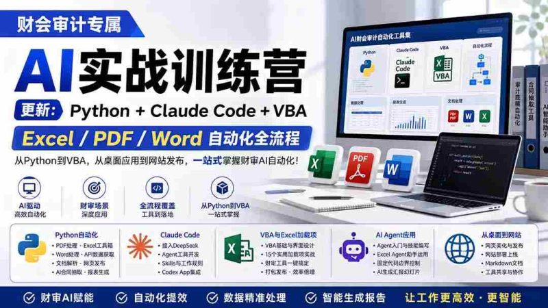 （19887期）财会审计专属 AI实战训练营：Python+Claude Code+VBA，Excel/PDF/Word自动化全流程 (更新)-OG资源站