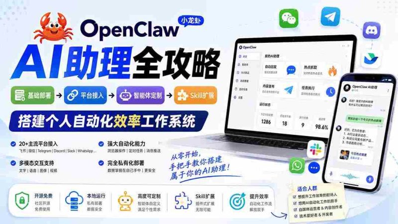 (19889期)OpenClaw小龙虾 AI助理全攻略:基础部署→平台接入→智能体定制→Skill扩展,搭建个人自动化效率工作系统-OG资源站