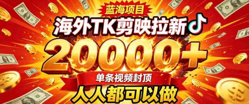 海外TK拉新最新玩法，剪映就能做，不用经验不用粉丝，单条视频收益上限2W+-OG资源站