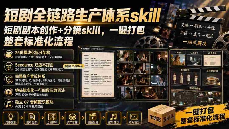 (19911期)短剧全链路生产体系skill,短剧剧本创作+分镜skill,一键打包,整套标准化流程-OG资源站