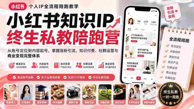 (19912期)小红书知识IP终生私教陪跑营:从账号定位到内容起号,掌握涨粉引流、知识付费、社群运营与商业变现完整体系-OG资源站