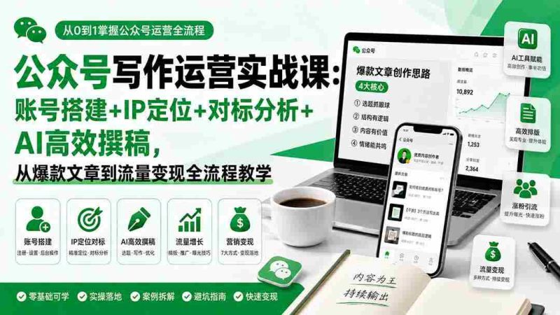 （19914期）公众号写作运营实战课：账号搭建+IP定位+对标分析+AI高效撰稿，从爆款文章到流量变现全流程教学-OG资源站