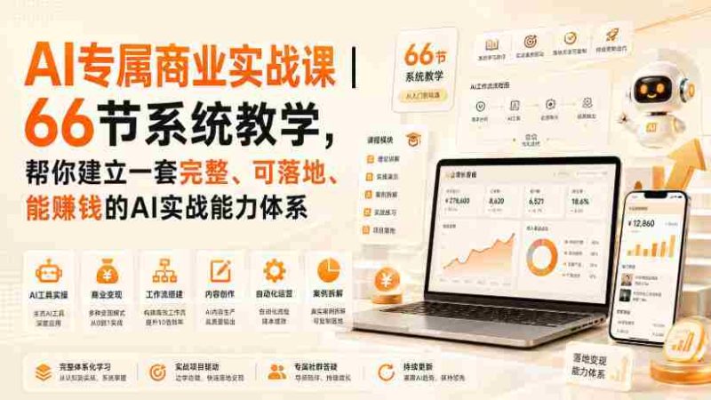 AI专属商业实战课|66节系统教学,帮你建立一套完整、可落地、能賺钱的AI实战能力体系-OG资源站