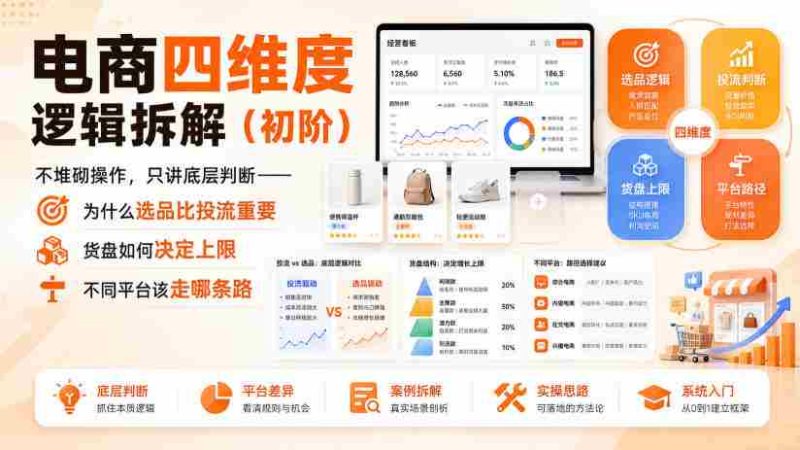 电商四维度逻辑拆解(初阶)不堆砌操作,只讲底层判断——为什么选品比投流重要、货盘如何决定上限、不同平台该走哪条路-OG资源站