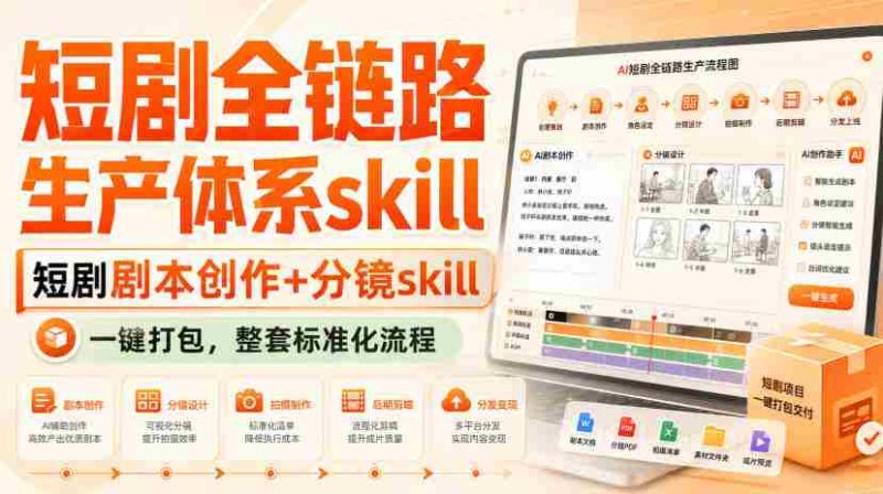 短剧全链路生产体系skill,短剧剧本创作+分镜skill,一键打包,整套标准化流程-OG资源站