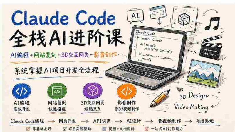 (19735期)Claude Code全栈AI进阶课;AI编程+网站复刻+3D交互网页+影音创作,系统掌握AI项目开发全流程-OG资源站