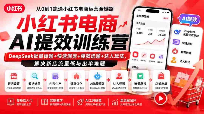 (19749期)小红书电商AI提效训练营—DeepSeek批量标题+快速混剪+爆款选题+达人玩法,解决新店流量低与出单难题-OG资源站