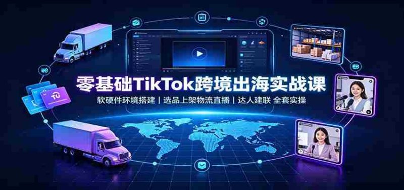 零基础TikTok跨境出海实战课：软硬件环境搭建，选品上架物流直播，达人建联全套实操-OG资源站