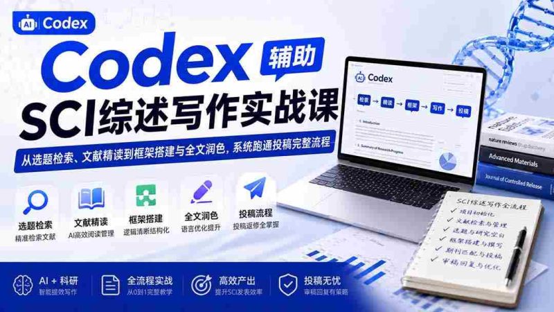 (19751期)Codex辅助SCI综述写作实战课——从选题检索、文献精读到框架搭建与全文润色,系统跑通投稿完整流程-OG资源站