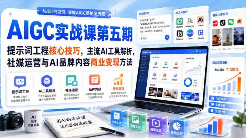 刺猬星球·AIGC实战课第五期,提示词工程核心技巧,主流AI工具解析,社媒运营与AI品牌内容商业变现方法-OG资源站