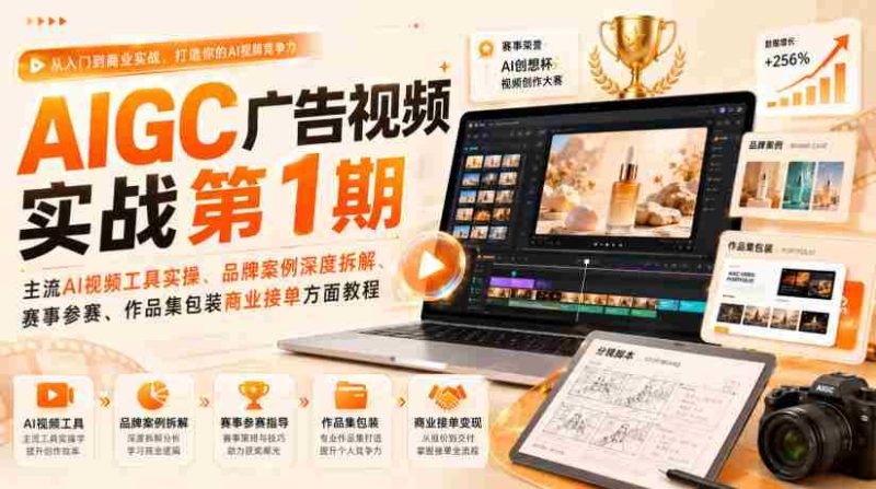 AIGC广告视频实战第1期,主流AI视频工具实操、品牌案例深度拆解、赛事参赛、作品集包装商业接单方面教程-OG资源站