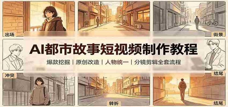AI都市故事短视频制作教程:爆款挖掘原创改造,人物统一分镜剪辑全套流程-OG资源站