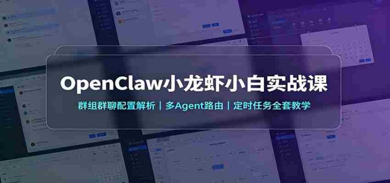 OpenClaw小龙虾小白实战课：群组群聊配置解析，多Agent路由，定时任务全套教学-OG资源站