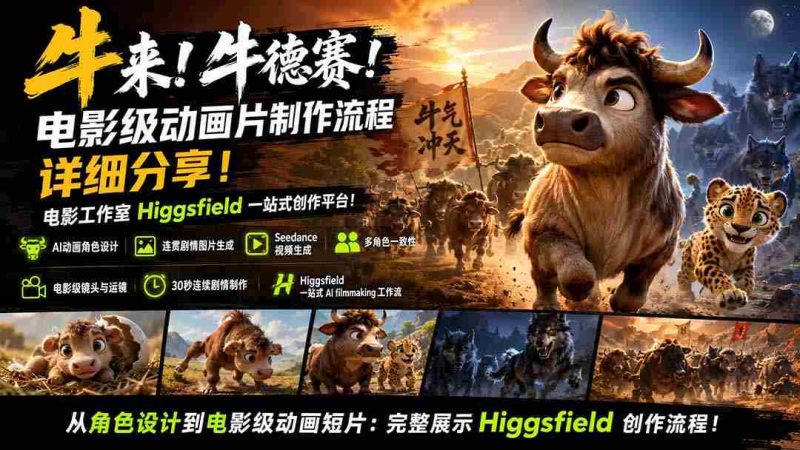 （19987期）牛来！牛德赛！电影级动画片制作流程详细分享！电影工作室Higgsfield一站式创作平台！-OG资源站