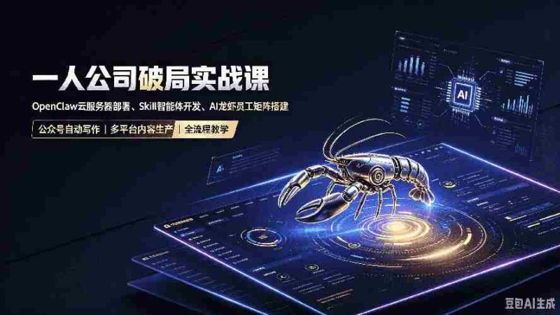 （19995期）一人公司破局实战课｜OpenClaw云服务器部署、Skill智能体开发、AI龙虾员工矩阵搭建，公众号自动写作与多平台内容…-OG资源站