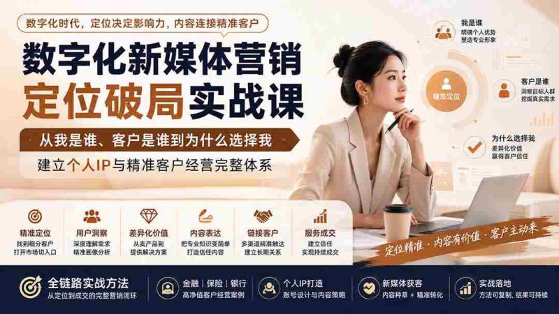 (20009期)数字化新媒体营销定位破局实战课:从我是谁、客户是谁到为什么选择我,建立个人IP与精准客户经营完整体系-OG资源站