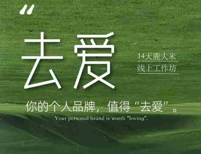 去爱14天鹿大米线上工作坊，你的个人品牌，值得“去爱”-OG资源站