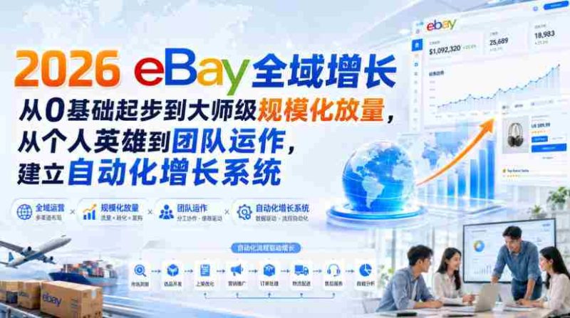 2026 eBay全域增长，从0基础起步到大师级规模化放量，从个人英雄到团队运作，建立自动化增长系统-OG资源站
