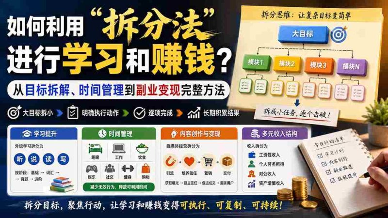 （20022期）付费文章：如何利用“拆分法”进行学习和賺钱？从目标拆解、时间管理到副业变现完整方法-OG资源站
