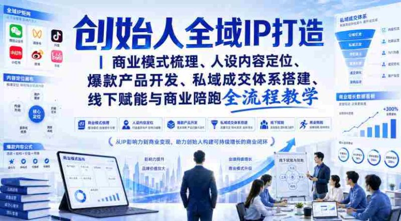 创始人全域IP打造｜商业模式梳理、人设内容定位、爆款产品开发、私域成交体系搭建、线下赋能与商业陪跑全流程教学-OG资源站