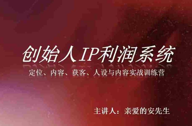 创始人IP利润系统8月训练营，定位、内容、获客、人设与内容实战训练营-OG资源站
