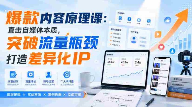 爆款内容原理课:直击自媒体本质,突破流量瓶颈打造差异化IP-OG资源站
