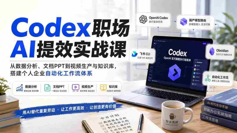 (20057期)Codex职场AI提效实战课:从数据分析、文档PPT到视频生产与知识库,搭建个人企业自动化工作流体系-OG资源站